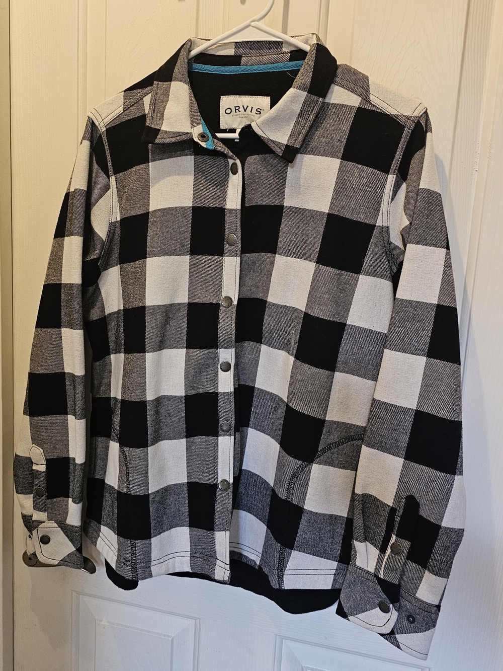 Orvis Women's Black & White Buffalo Plaid Button-Front Shirt Jacket